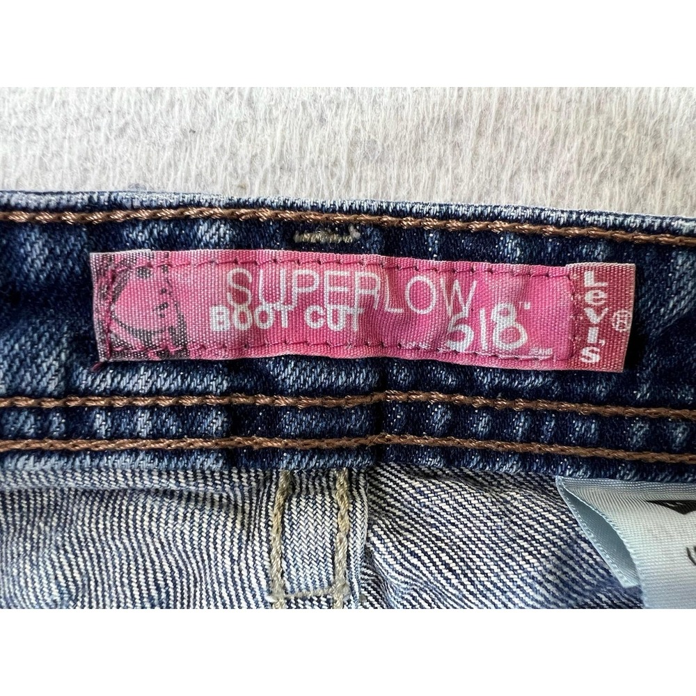 Levis 518 Superlow Bootcut Jeans Juniors 1S Blue Wash Low Rise Stretch Denim - Picture 7 of 15